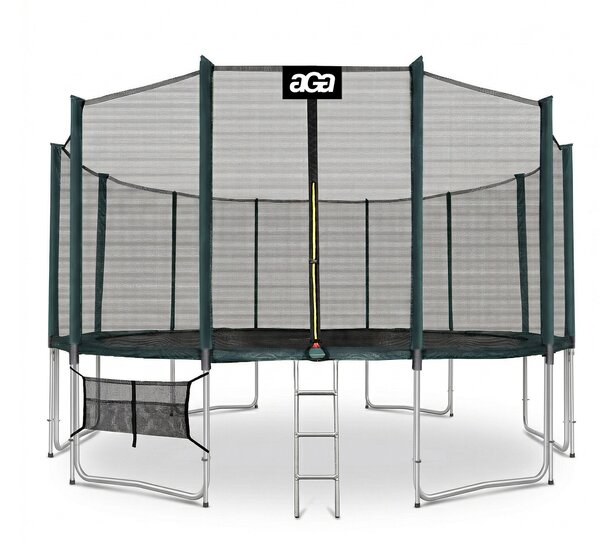 Aga SPORT PRO Trambulin 500 cm Sötétzöld + védőháló + létra + cipőtartó zseb