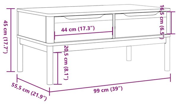 VidaXL Dohányzóasztal - Szürke Fenyőfa - 99x55,5x45 cm