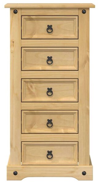 VidaXL Corona Éjjeliszekrény - 5 Fiókos - Tömör Fenyőfa - 53x39x103 cm