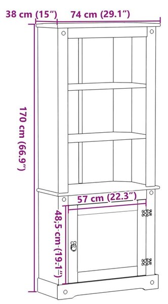 VidaXL Corona tömör fenyőfa magasszekrény 74 x 38 x 170 cm