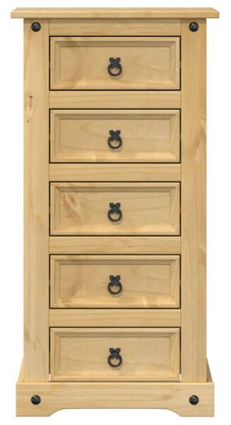 VidaXL Corona Éjjeliszekrény - 5 Fiókos - Tömör Fenyőfa - 53x39x103 cm