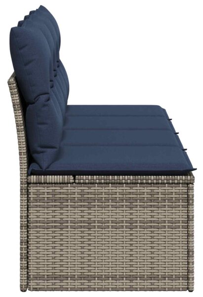 4 személyes szürke polyrattan kerti kanapé párnával
