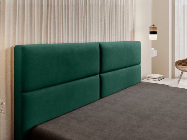 CONTI Slim kárpitozott franciaágy ágyneműtartóval 140x200 - zöld