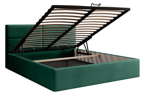 CONTI Slim kárpitozott franciaágy ágyneműtartóval 140x200 - zöld