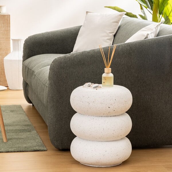 Lerakóasztal, organikus forma, terrazzo, fehér - RONDELLE