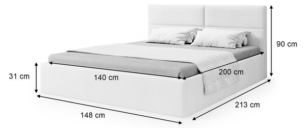 CONTI Slim kárpitozott franciaágy ágyneműtartóval 140x200 - bézs