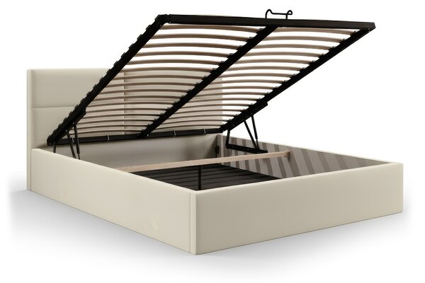 CONTI Slim kárpitozott franciaágy ágyneműtartóval 140x200 - bézs
