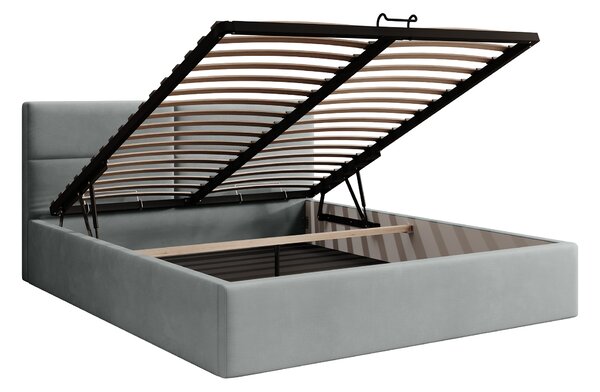 CONTI Slim kárpitozott franciaágy ágyneműtartóval 140x200 - világosszürke