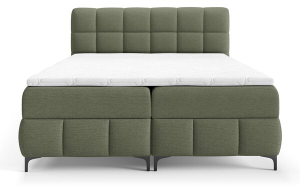 ZOPHIE kárpitozott boxspring ágy ágyneműtartóval 120x200 - zöld