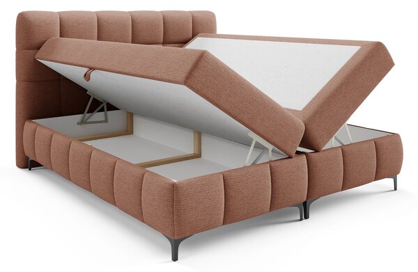 ZOPHIE kárpitozott boxspring ágy ágyneműtartóval 120x200 - téglavörös