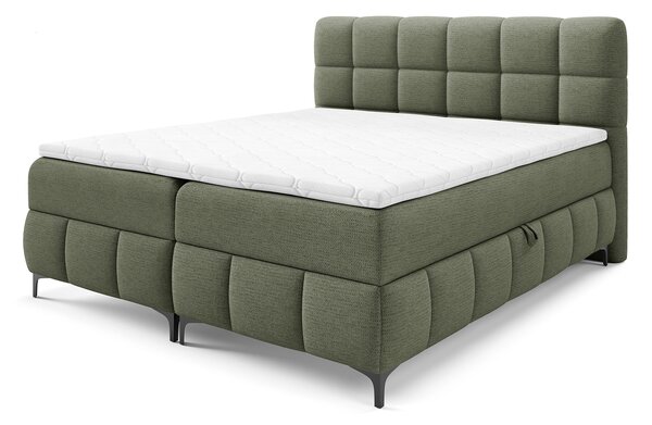 ZOPHIE kárpitozott boxspring ágy ágyneműtartóval 120x200 - zöld