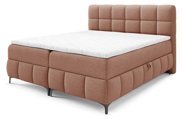 ZOPHIE kárpitozott boxspring ágy ágyneműtartóval 120x200 - téglavörös