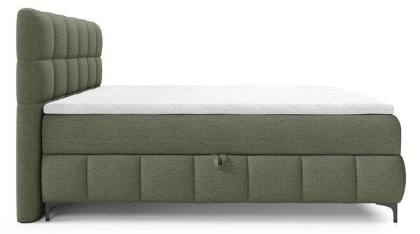 ZOPHIE kárpitozott boxspring ágy ágyneműtartóval 120x200 - zöld