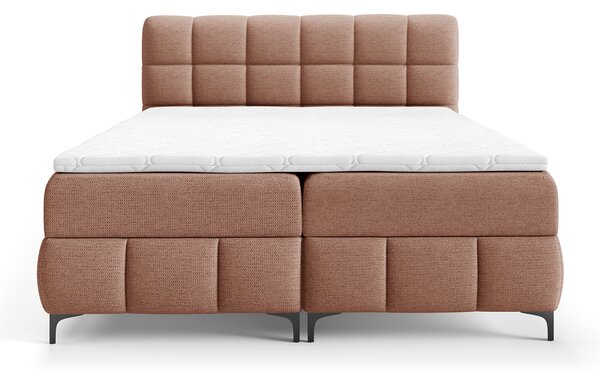 ZOPHIE kárpitozott boxspring ágy ágyneműtartóval 120x200 - téglavörös