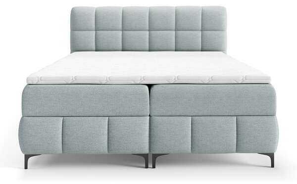 ZOPHIE kárpitozott boxspring ágy ágyneműtartóval 120x200 - világoskék