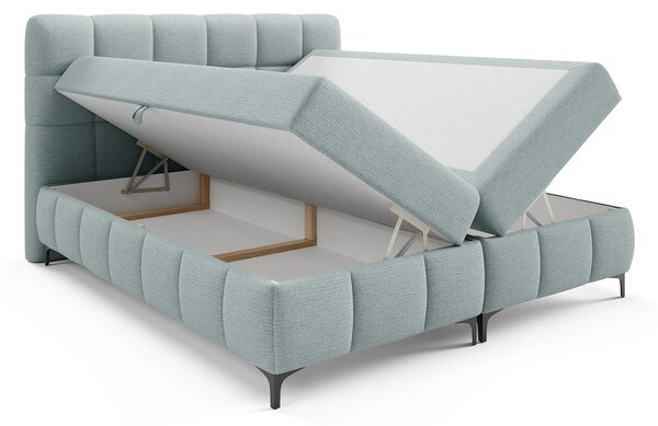 ZOPHIE kárpitozott boxspring ágy ágyneműtartóval 120x200 - világoskék