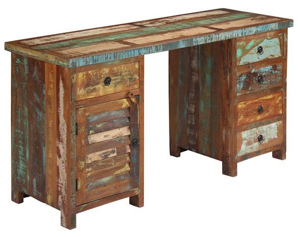 Újrahasznosított tömör fa fiókos íróasztal 140 x 50 x 77 cm