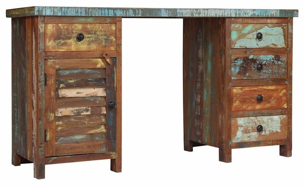 Újrahasznosított tömör fa fiókos íróasztal 140 x 50 x 77 cm