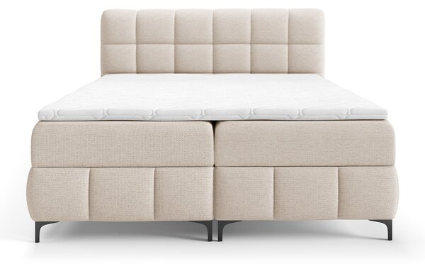 ZOPHIE kárpitozott boxspring ágy ágyneműtartóval 120x200 - krémszínű