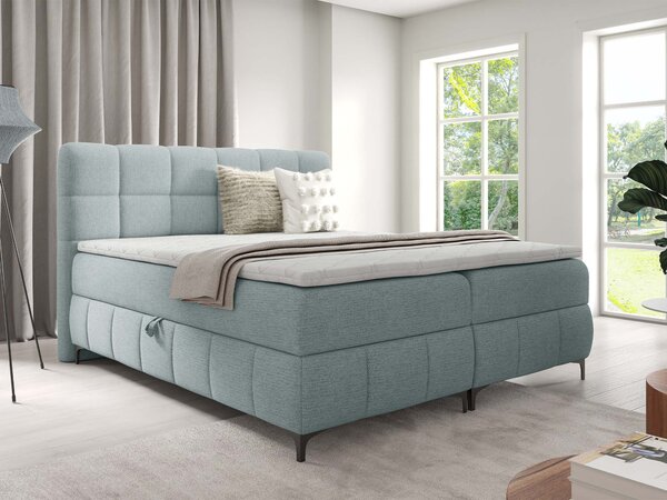 ZOPHIE kárpitozott boxspring ágy ágyneműtartóval 120x200 - világoskék