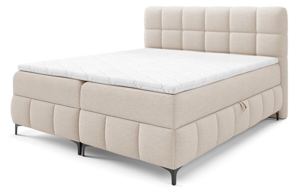 ZOPHIE kárpitozott boxspring ágy ágyneműtartóval 120x200 - krémszínű