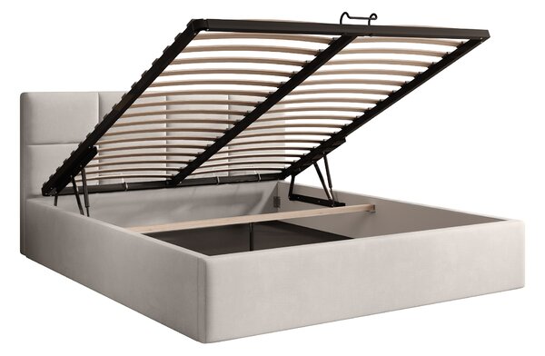 RINIMI Slim kárpitozott franciaágy ágyneműtartóval 160x200 - hideg bézs