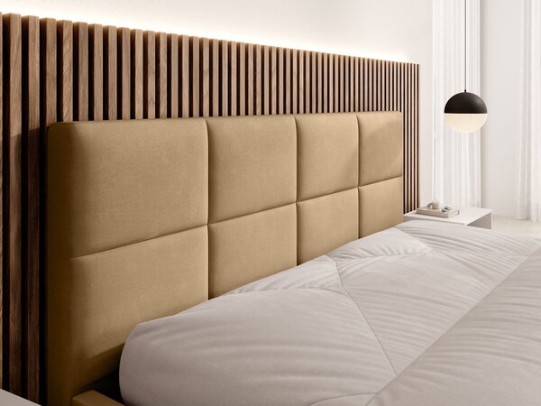 RINIMI Slim kárpitozott franciaágy ágyneműtartóval 140x200 - barna