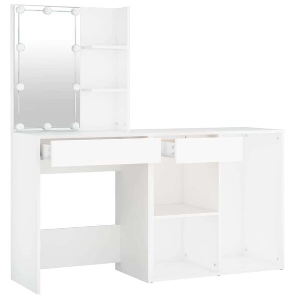 Fehér LED-es Sminkasztal Szekrény - 140cm