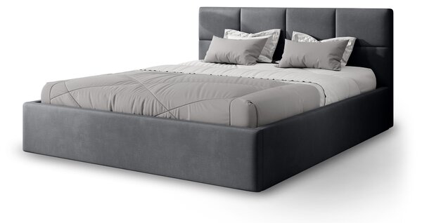RINIMI Slim kárpitozott franciaágy ágyneműtartóval 140x200 - sötétszürke