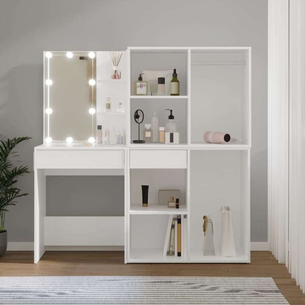 VidaXL LED-es Sminkasztal - Fehér - 140cm