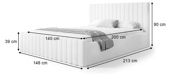 ROSO Slim kárpitozott franciaágy ágyneműtartóval 140x200 - lila