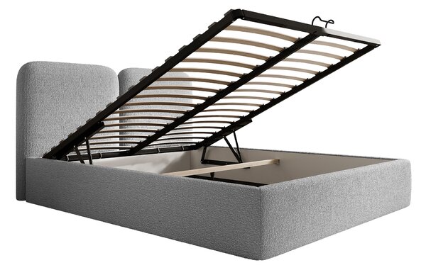 DESIO Slim kárpitozott ágyneműtartós franciaágy 180x200 - világosszürke