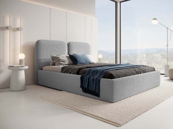 DESIO Slim kárpitozott ágyneműtartós franciaágy 180x200 - világosszürke