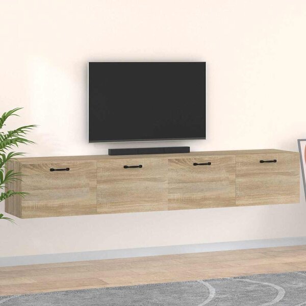 2 db sonoma tölgy színű szerelt fa faliszekrény 100x36,5x35 cm