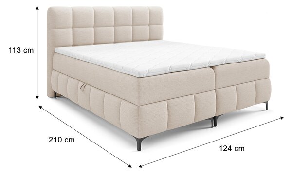 ZOPHIE kárpitozott boxspring ágy ágyneműtartóval 120x200 - krémszínű
