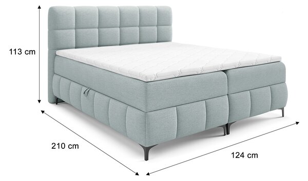 ZOPHIE kárpitozott boxspring ágy ágyneműtartóval 120x200 - világoskék