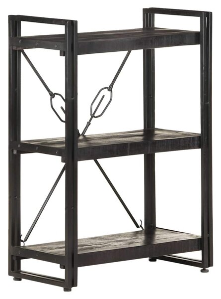 3 szintes fekete tömör mangófa könyvespolc 60 x 30 x 80 cm