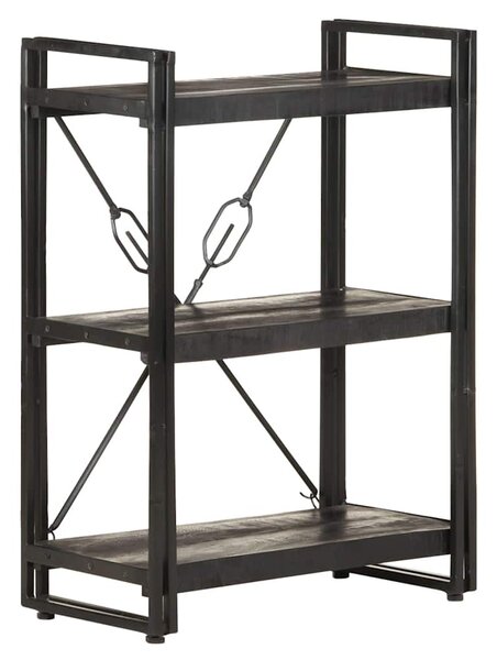 3 szintes fekete tömör mangófa könyvespolc 60 x 30 x 80 cm