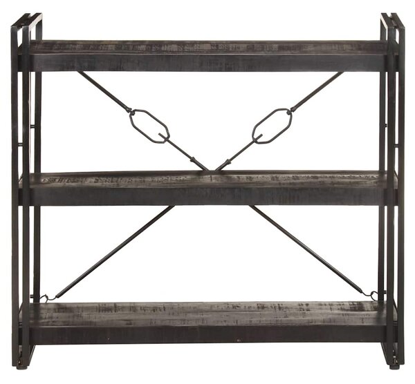 3 szintes fekete tömör mangófa könyvespolc 90 x 30 x 80 cm