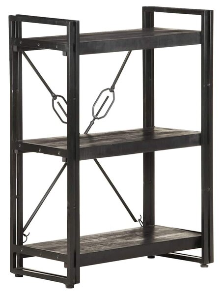3 szintes fekete tömör mangófa könyvespolc 60 x 30 x 80 cm