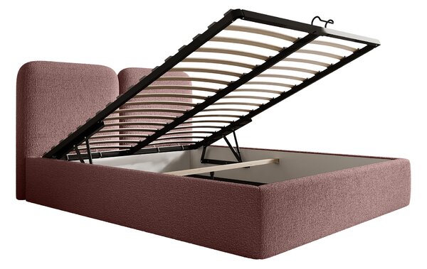 DESIO Slim kárpitozott ágyneműtartós franciaágy 180x200 - téglavörös