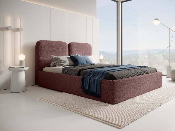 DESIO Slim kárpitozott ágyneműtartós franciaágy 180x200 - téglavörös