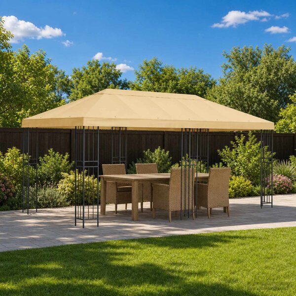 Kerti pavilon 6 x 3 m Krémszínű Poliészter és acél 190 gsm