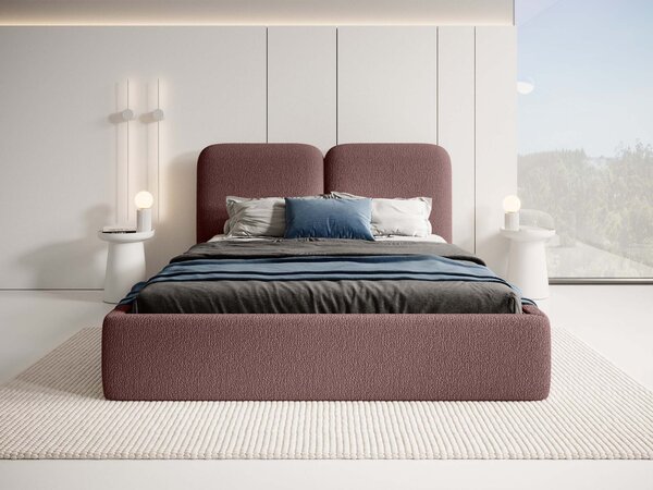 DESIO Slim kárpitozott ágyneműtartós franciaágy 180x200 - téglavörös