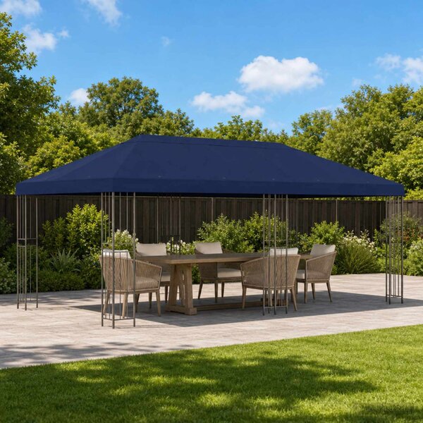 Kerti pavilon 6 x 3 m Kék Poliészter és acél 190 gsm