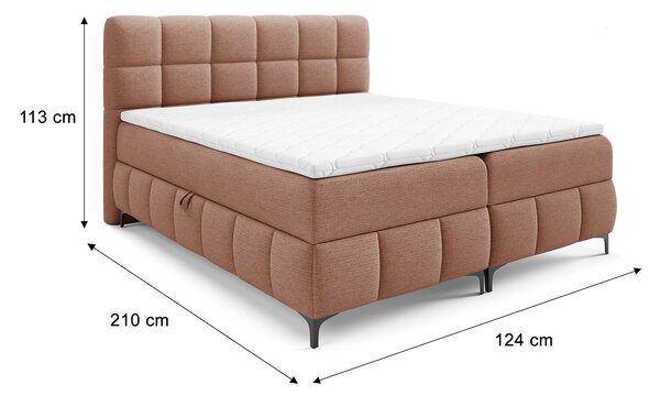 ZOPHIE kárpitozott boxspring ágy ágyneműtartóval 120x200 - téglavörös