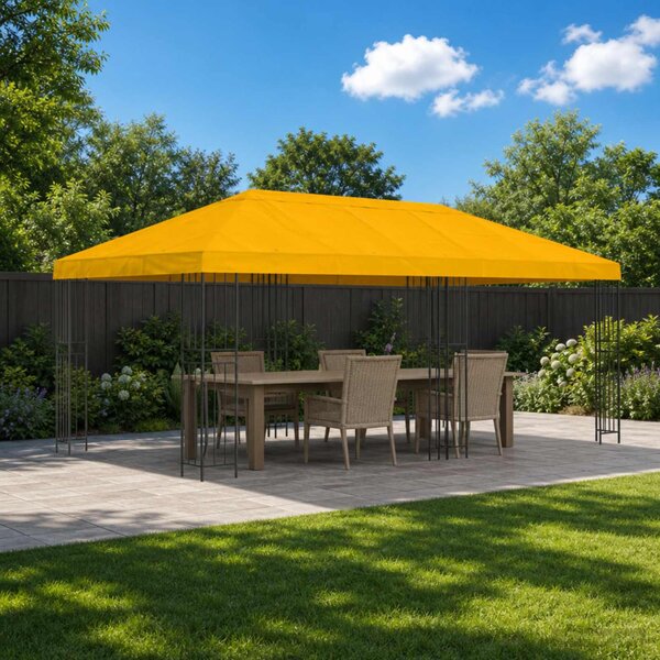 Kerti pavilon 6 x 3 m Sárga Poliészter és acél 190 gsm