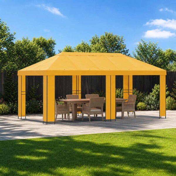 Kerti pavilon 6 x 3 m Sárga Poliészter és acél 190 gsm