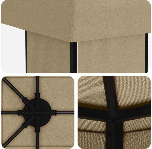 Kerti pavilon 6 x 3 m Bézs Poliészter és acél 190 gsm