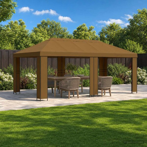 Kerti pavilon 6 x 3 m Tópszínű Poliészter és acél 190 gsm